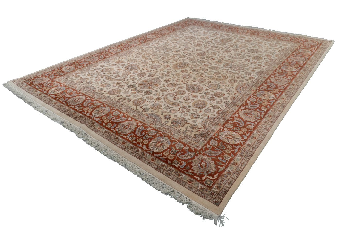 W 8.1 L 10.6 Sh. Abbas 100% Wool Hand-Woven Floral Design - 50370