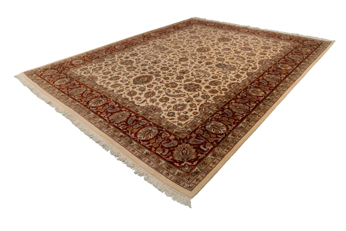 W 8.1 L 10.6 Sh. Abbas 100% Wool Hand-Woven Floral Design - 50370