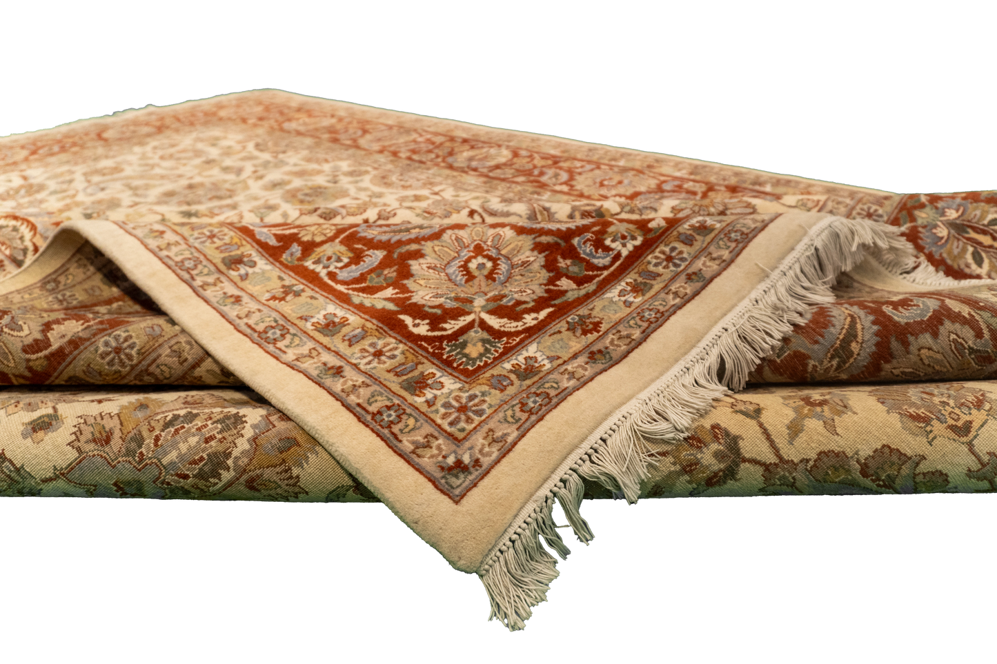 W 8.1 L 10.6 Sh. Abbas 100% Wool Hand-Woven Floral Design - 50370