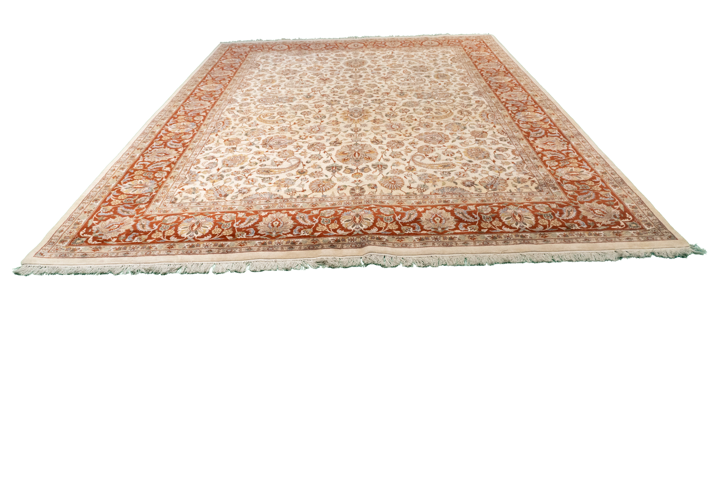 W 8.1 L 10.6 Sh. Abbas 100% Wool Hand-Woven Floral Design - 50370