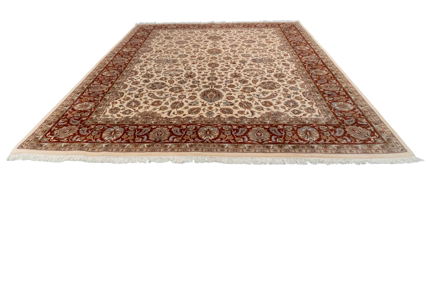W 8.1 L 10.6 Sh. Abbas 100% Wool Hand-Woven Floral Design - 50370