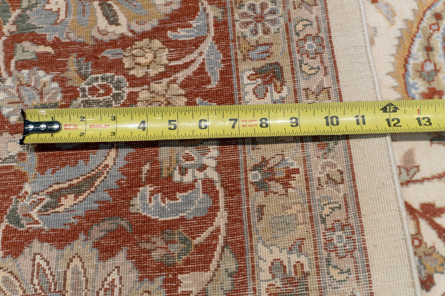 W 8.1 L 10.6 Sh. Abbas 100% Wool Hand-Woven Floral Design - 50370