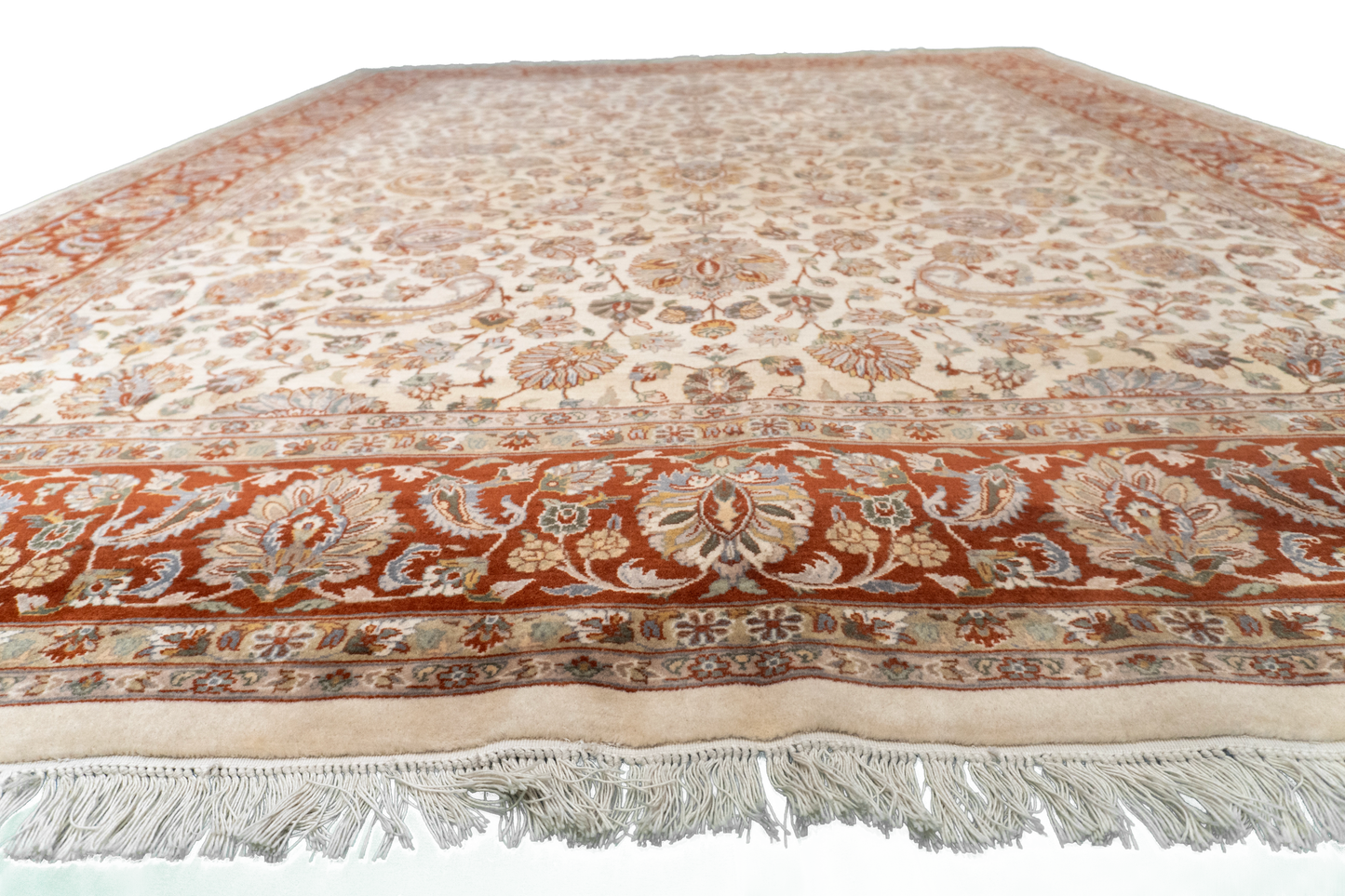 W 8.1 L 10.6 Sh. Abbas 100% Wool Hand-Woven Floral Design - 50370