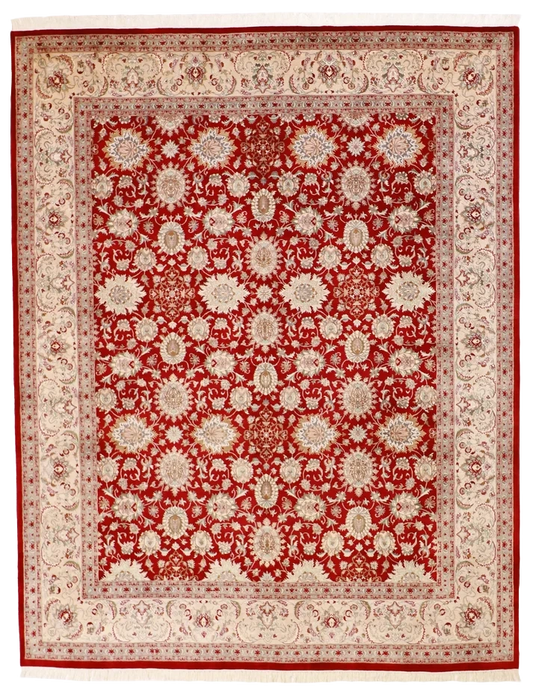 W 8.1 L 10.3 Qum 100% Wool Hand-Woven All-Over Design - 50373