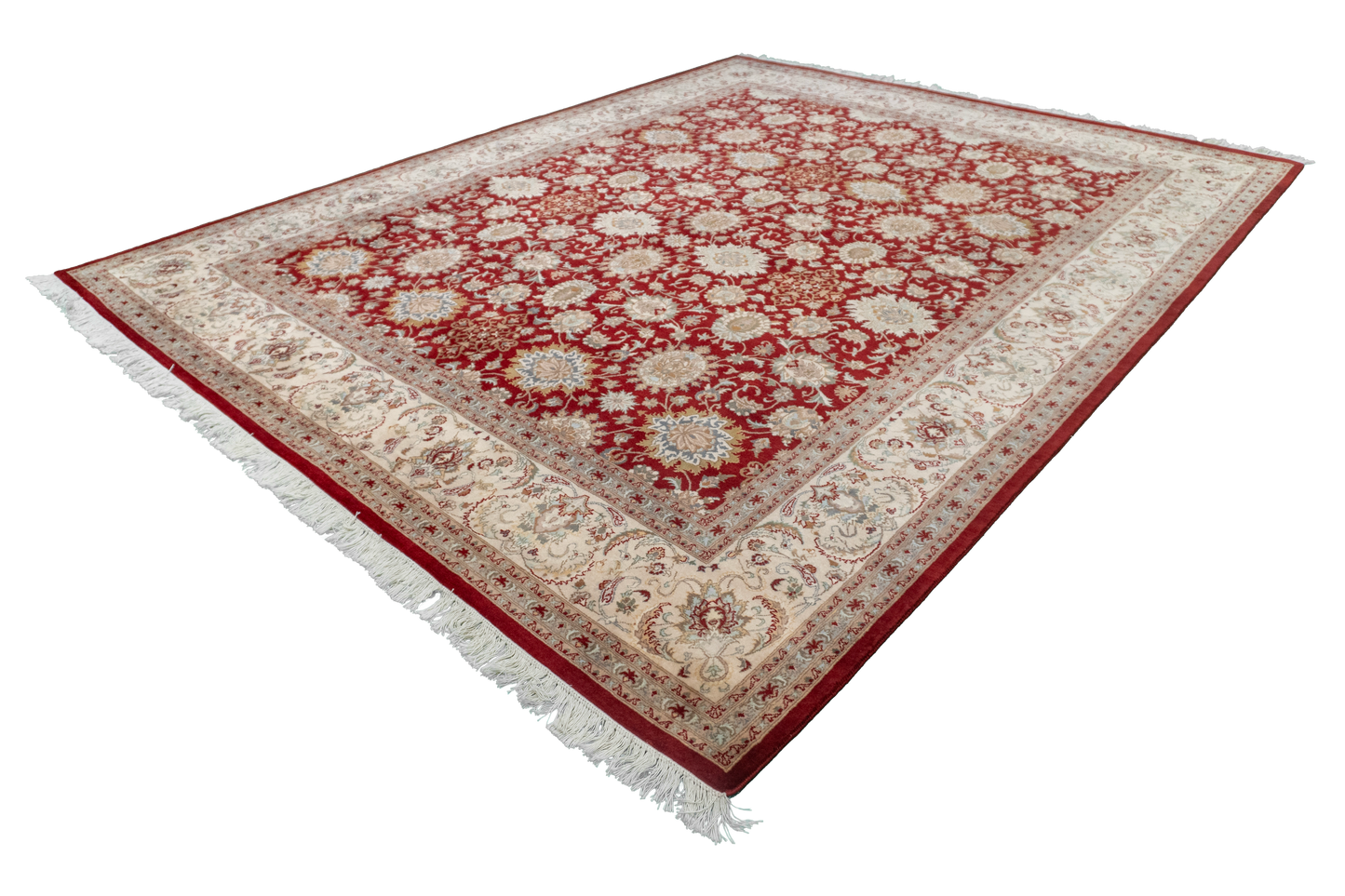 W 8.1 L 10.3 Qum 100% Wool Hand-Woven All-Over Design - 50373