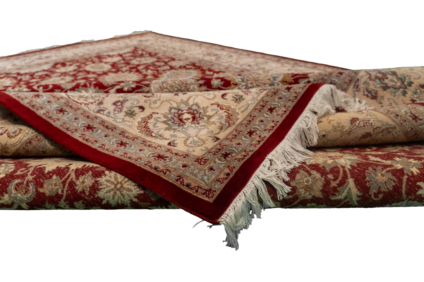 W 8.1 L 10.3 Qum 100% Wool Hand-Woven All-Over Design - 50373