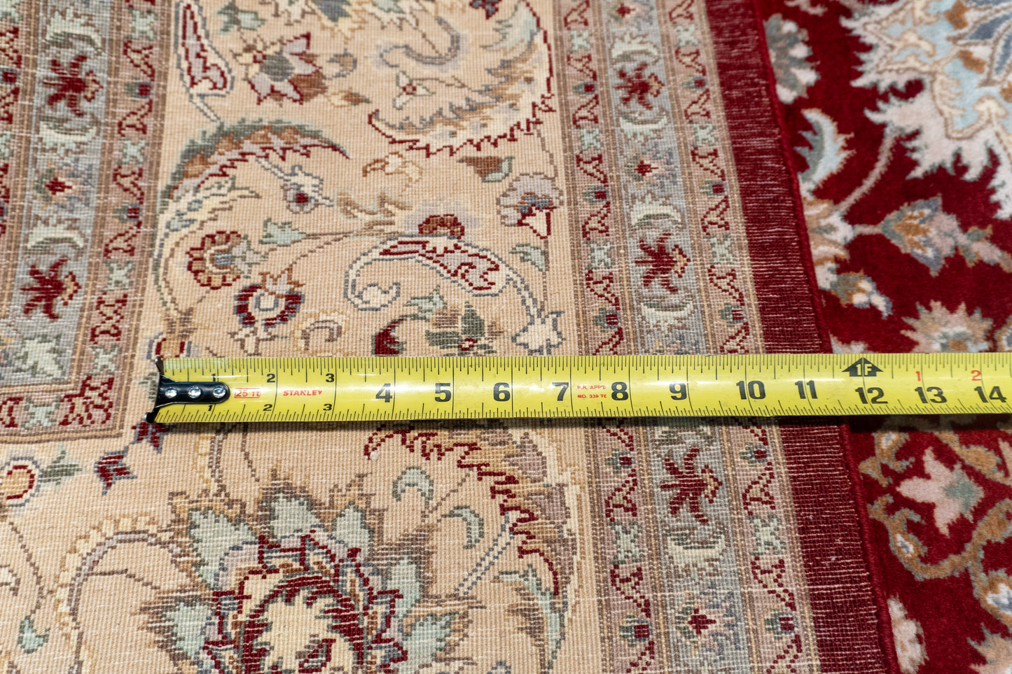 W 8.1 L 10.3 Qum 100% Wool Hand-Woven All-Over Design - 50373