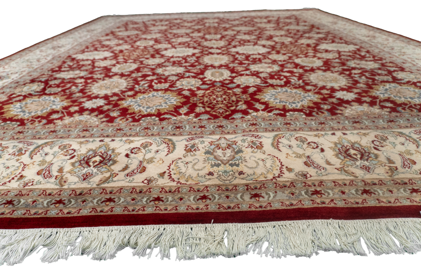 W 8.1 L 10.3 Qum 100% Wool Hand-Woven All-Over Design - 50373