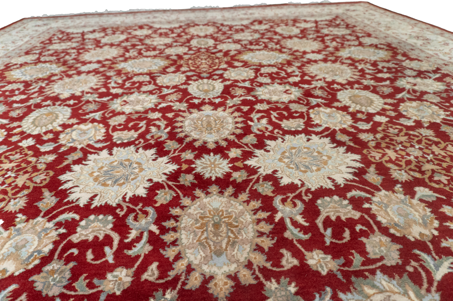 W 8.1 L 10.3 Qum 100% Wool Hand-Woven All-Over Design - 50373