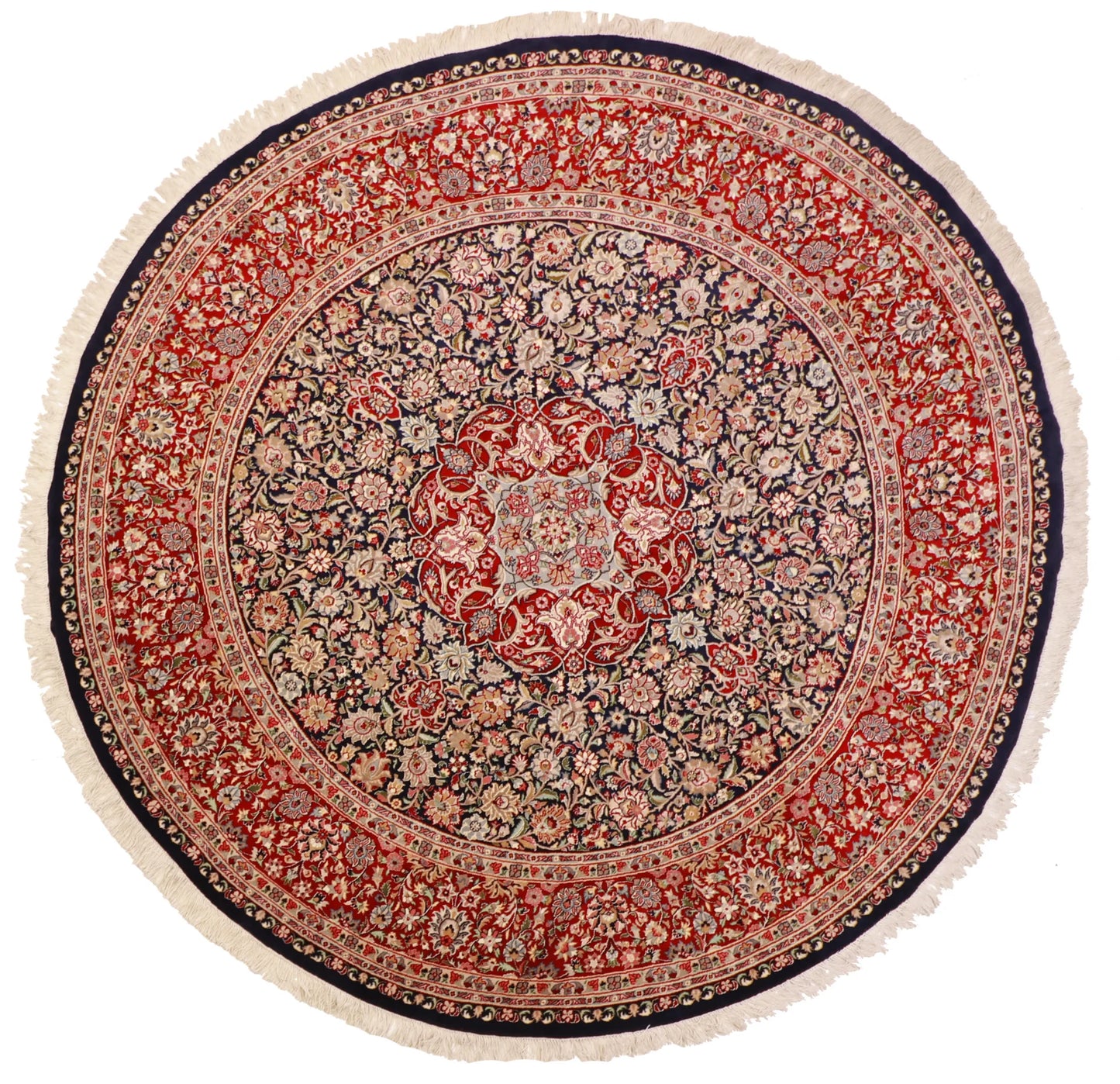 Round - Kashan Fine Floral - Hand Knotted Rug — 50402