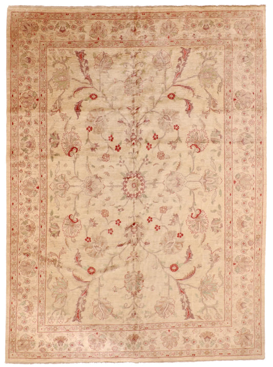 W 9.11 - L 13.5 - Yazd Fine All Over Rectangle - Finest Hand-Knotted Quality Wool - 50447