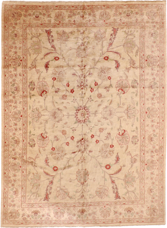 W 9.11 L 13.5 Yazd 100% Wool Hand-Woven All-Over Design - 50447