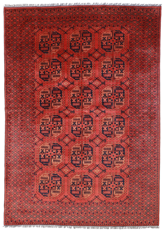 W 6.10 L 9.7 Turkaman 100% Wool Hand-Woven Geometric Design - 50553
