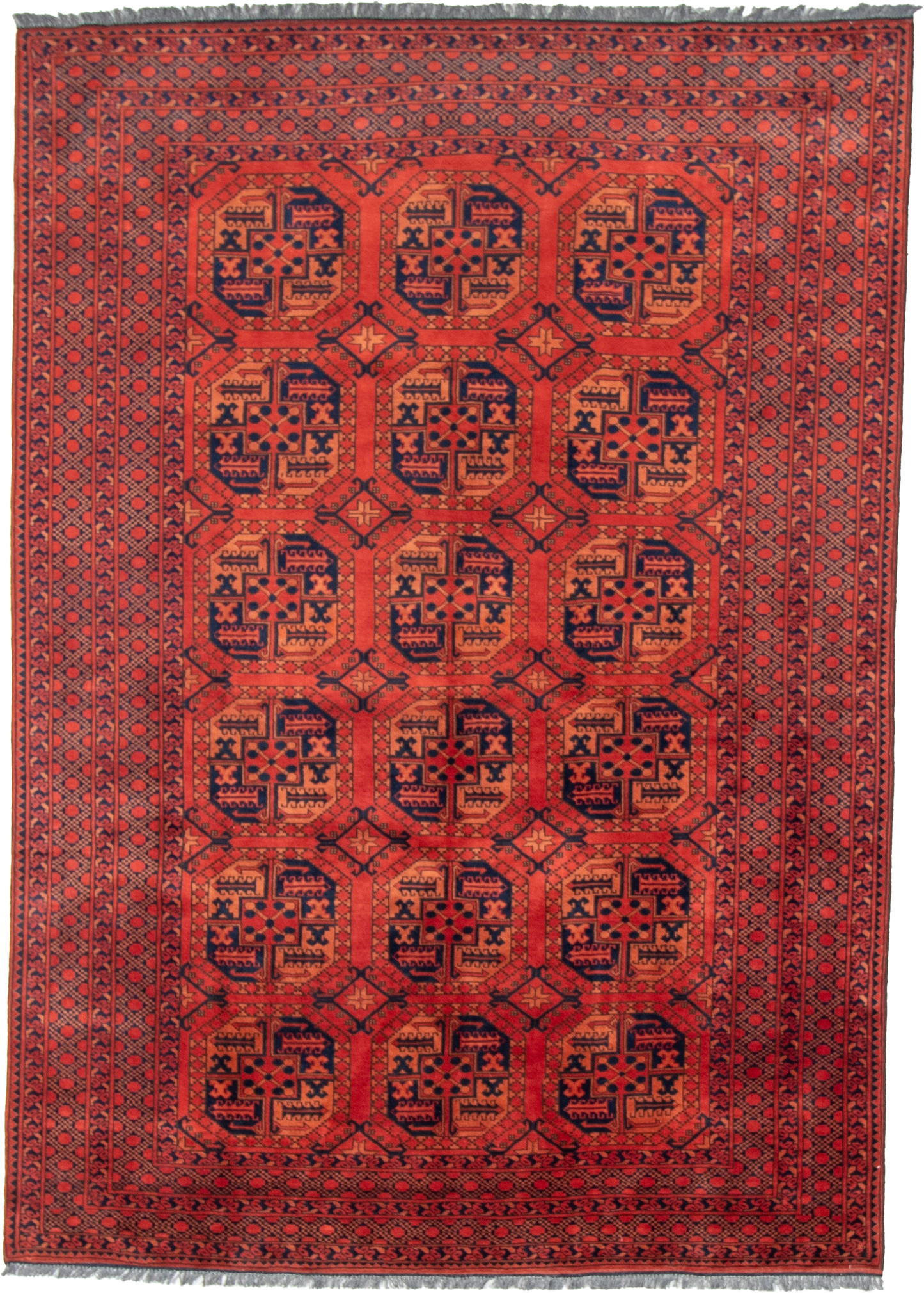 W 6.10 L 9.7 Turkaman 100% Wool Hand-Woven Geometric Design - 50553