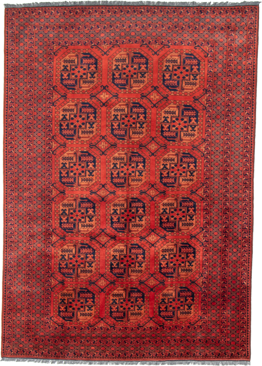 W 6.10 L 9.7 Turkaman 100% Wool Hand-Woven Geometric Design - 50553