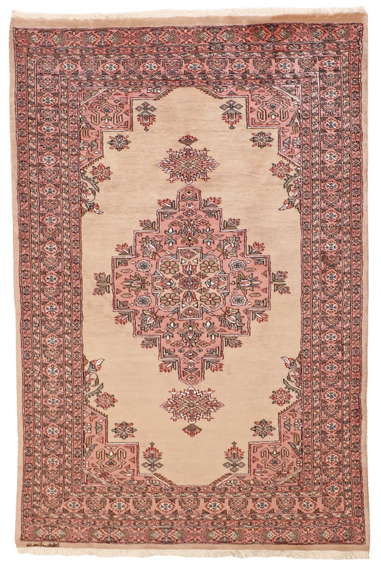 4x6 - Kashan Fine/Wool Geometric Rectangle - Hand Knotted Rug — 50692