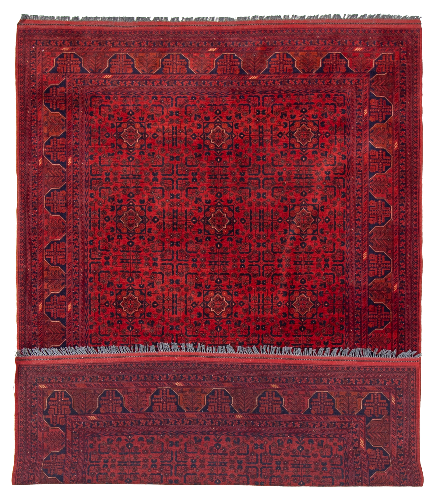 W 6.8 L 9.8 Turkaman 100% Wool Hand-Woven Geometric Design - 50725