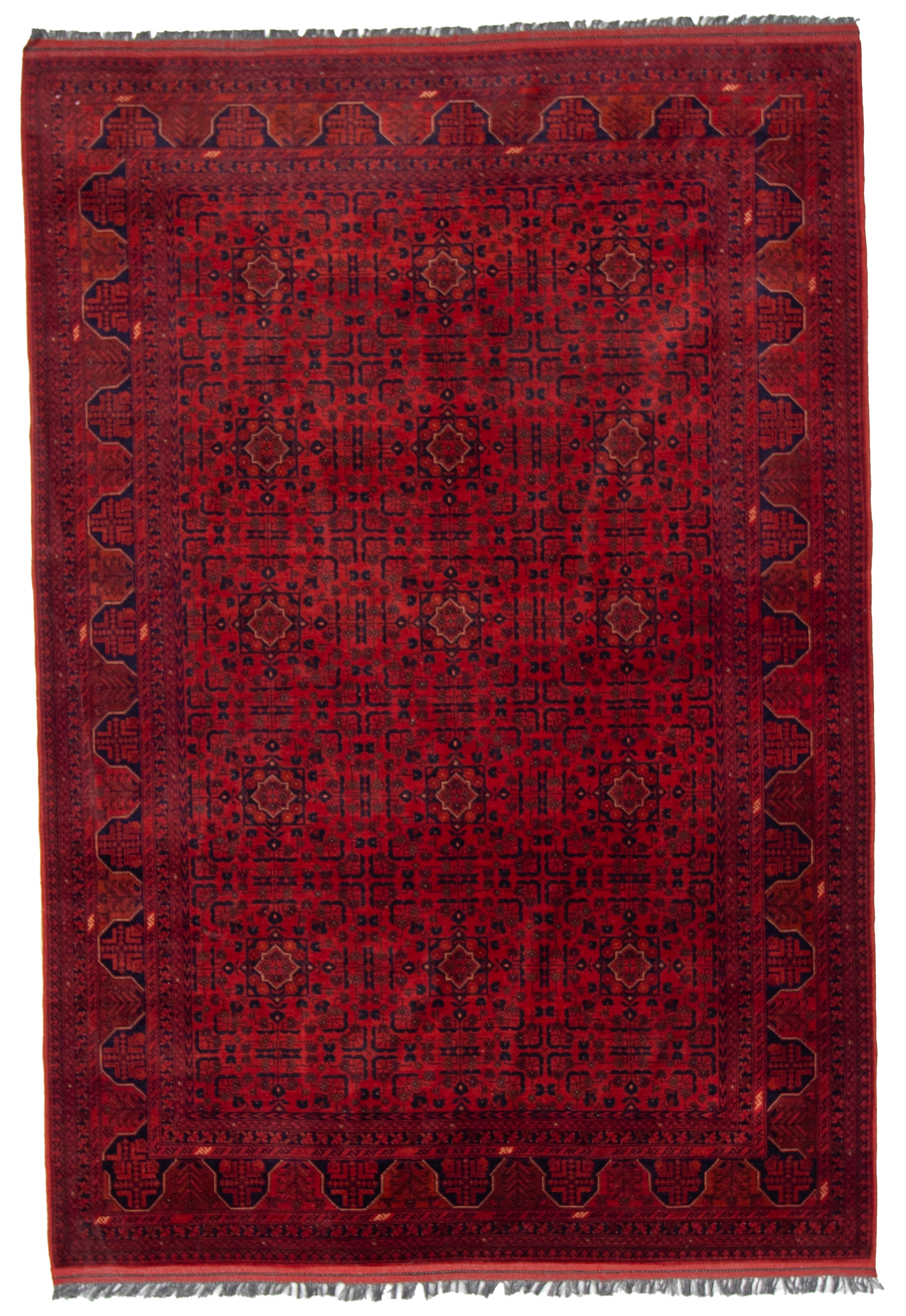 W 6.8 L 9.8 Turkaman 100% Wool Hand-Woven Geometric Design - 50725