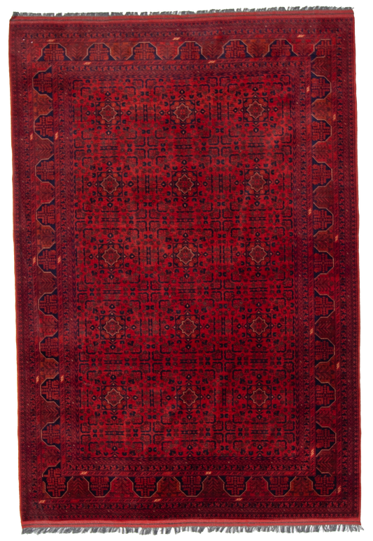 W 6.8 L 9.8 Turkaman 100% Wool Hand-Woven Geometric Design - 50725