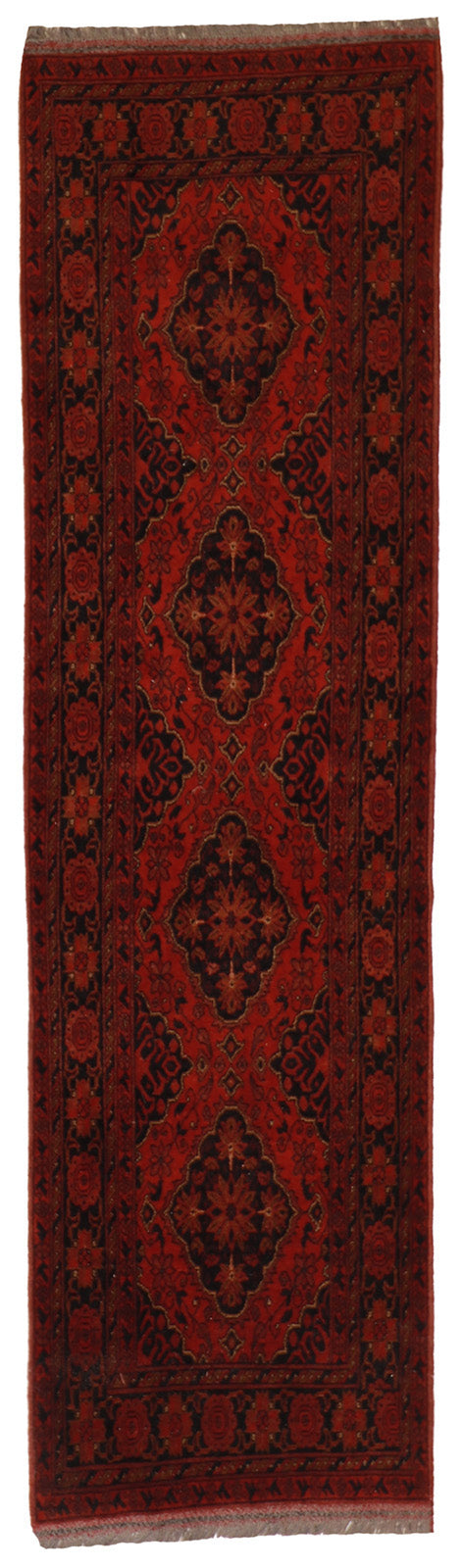 W 2.6 L 9.5 Khan Mohamadi Runner 100% Wool Hand-Woven Geometric Design - 50738