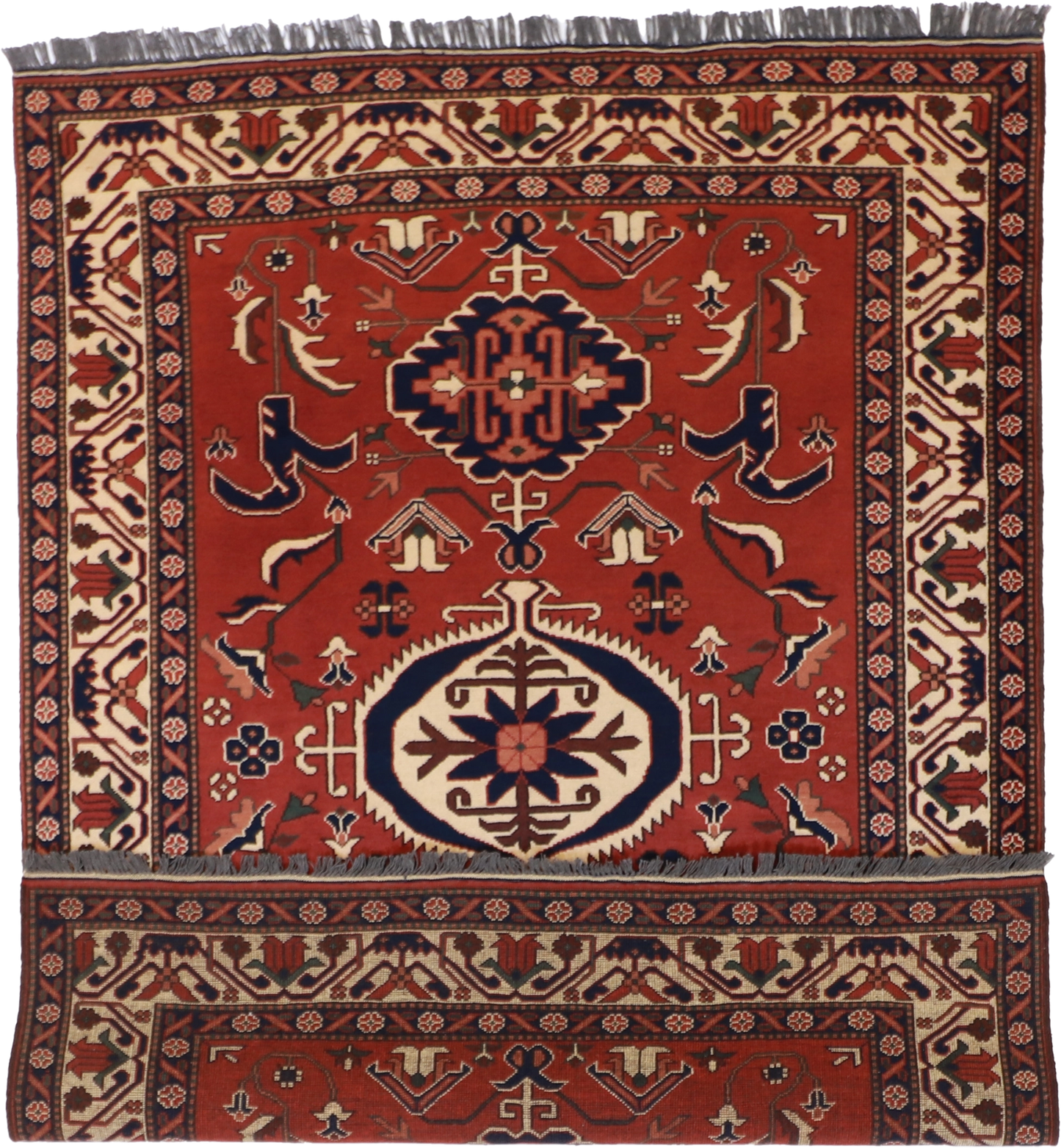 W 5.1 L 7.1 Kazak 100% Wool Hand-Woven Geometric Design - 50834