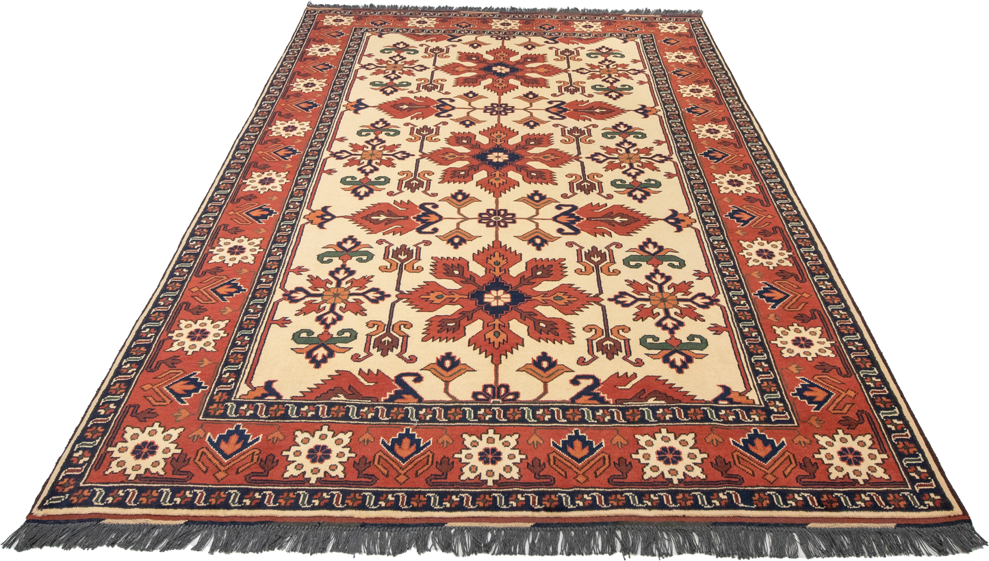 W 5.10 L 8.6 Gashgaie 100% Wool Handmade Geometric Design - 50836
