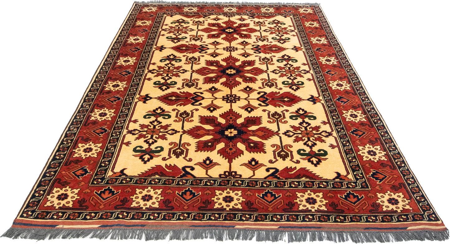 W 5.10 L 8.6 Gashgaie 100% Wool Handmade Geometric Design - 50836