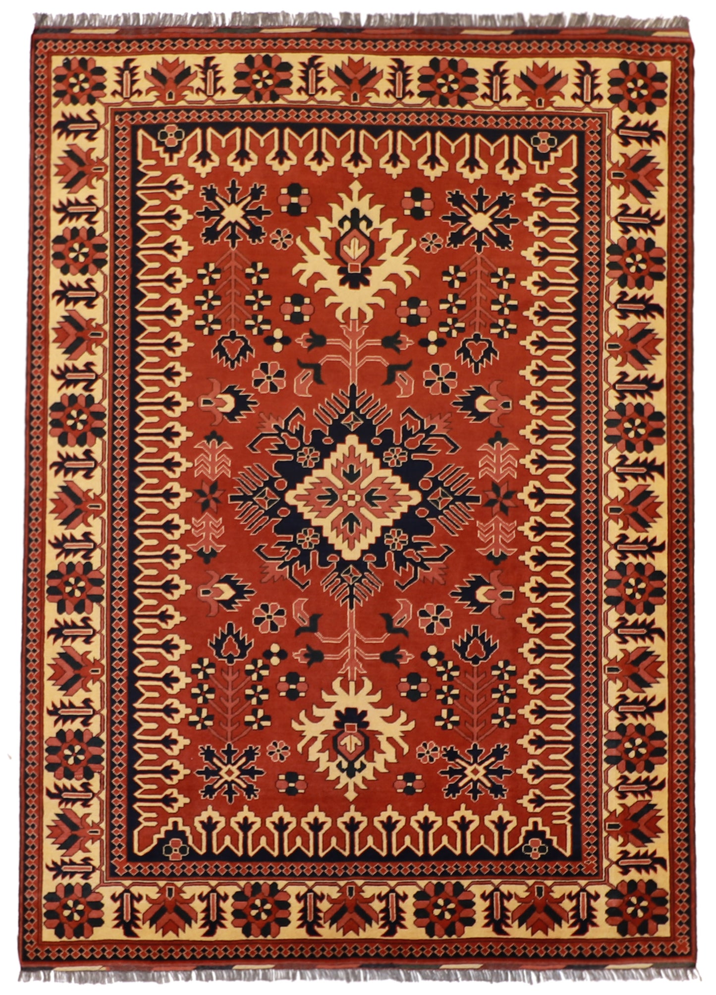 W 6.8 L 9.3 Baku 100% Wool Handmade Geometric Design - 50863