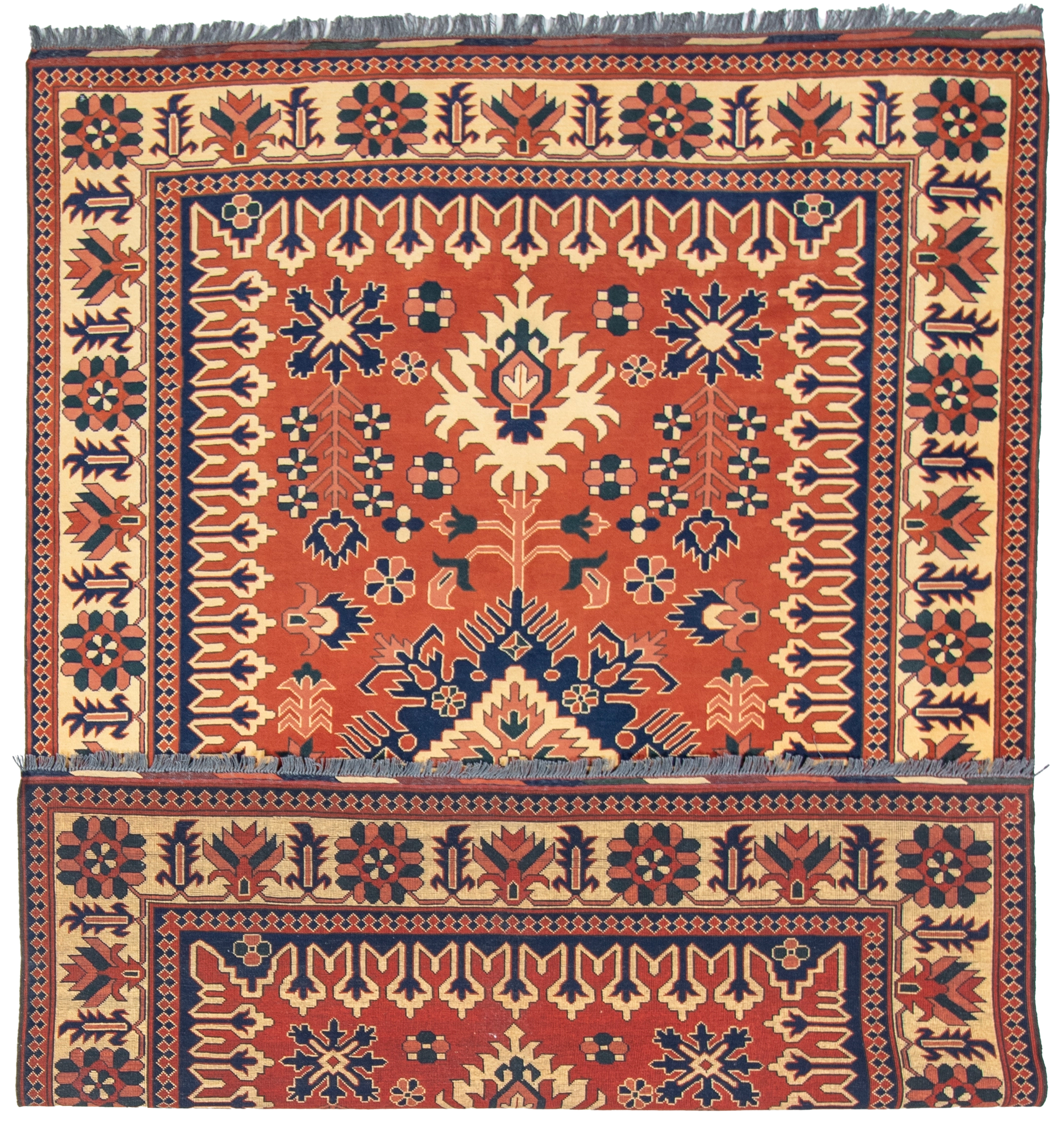 W 6.8 L 9.3 Baku 100% Wool Hand-Woven Geometric Design - 50863