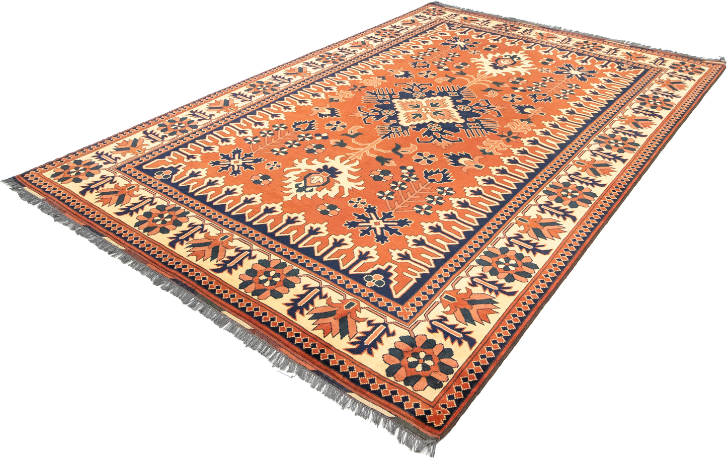 W 6.8 L 9.3 Baku 100% Wool Hand-Woven Geometric Design - 50863