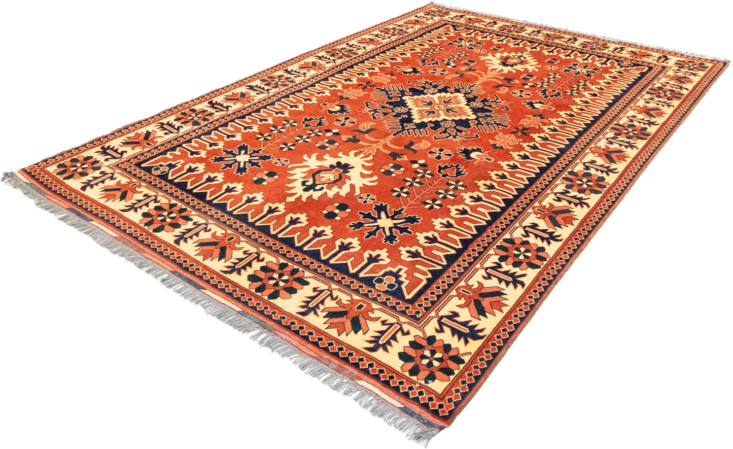 W 6.8 L 9.3 Baku 100% Wool Hand-Woven Geometric Design - 50863