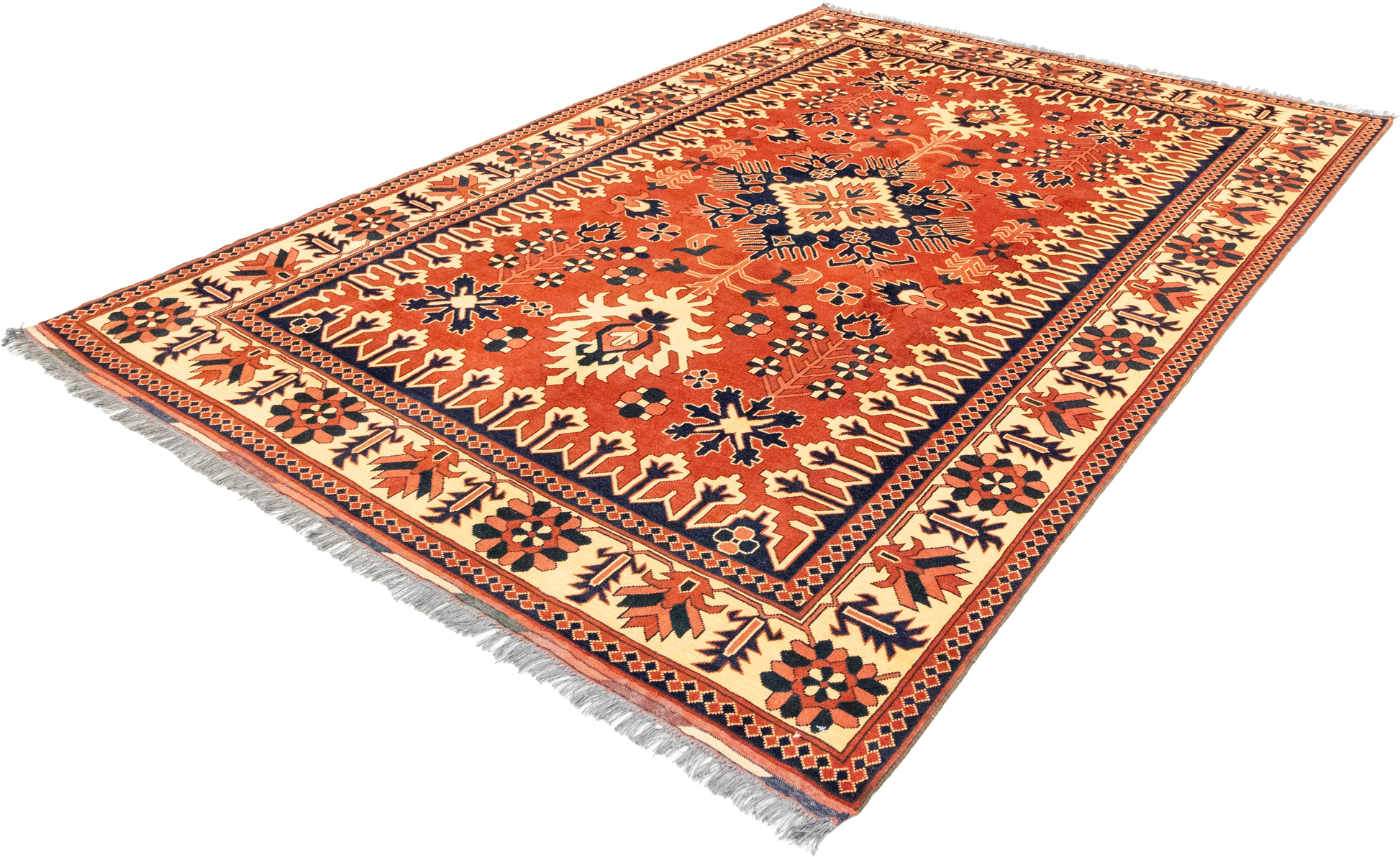 W 6.8 L 9.3 Baku 100% Wool Hand-Woven Geometric Design - 50863