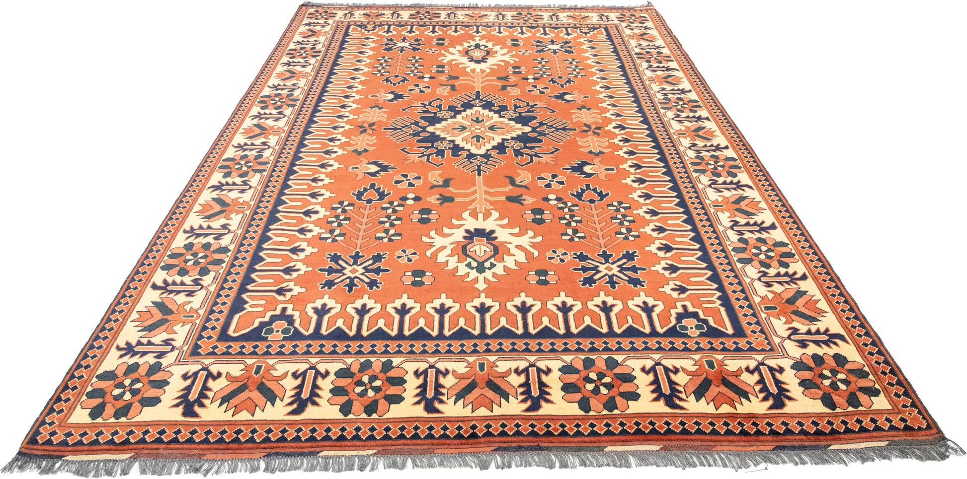 W 6.8 L 9.3 Baku 100% Wool Hand-Woven Geometric Design - 50863
