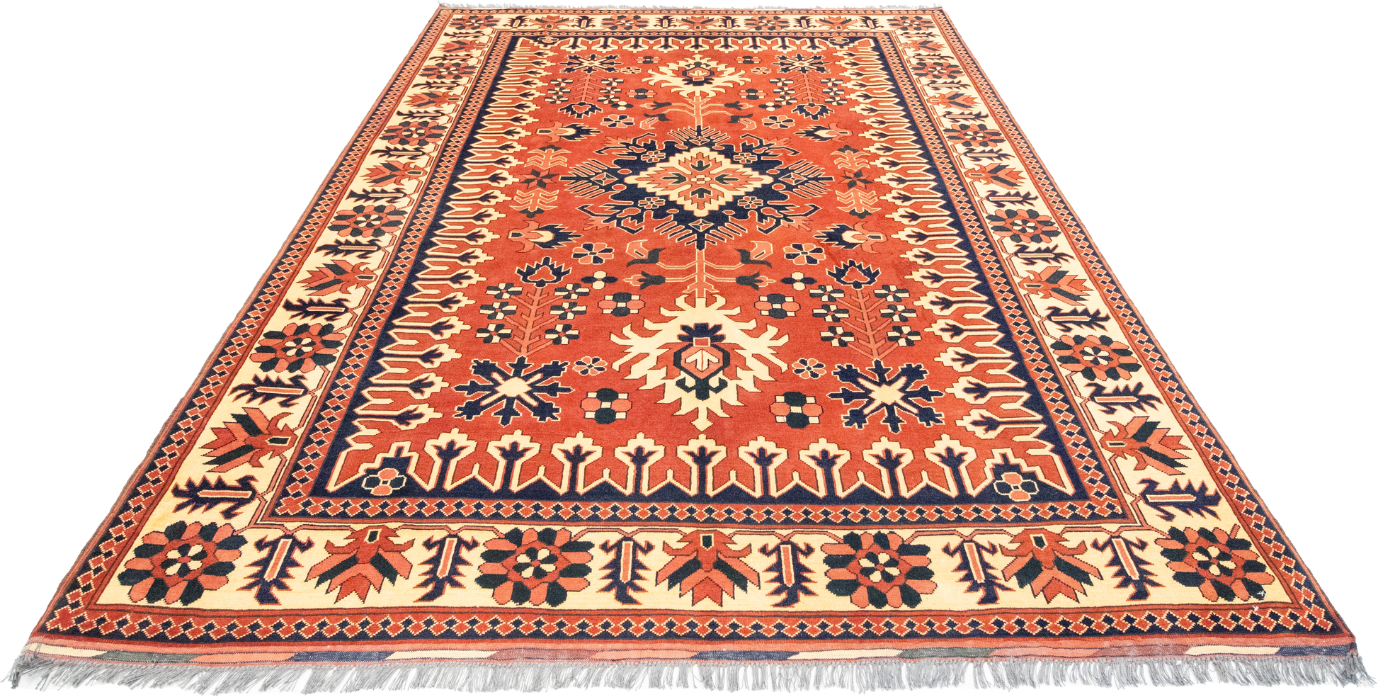 W 6.8 L 9.3 Baku 100% Wool Hand-Woven Geometric Design - 50863