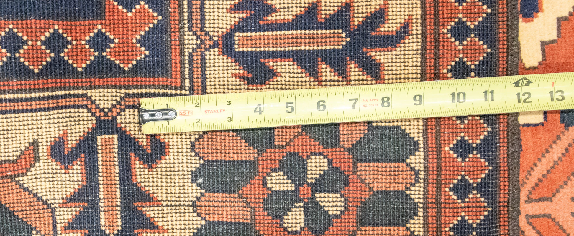W 6.8 L 9.3 Baku 100% Wool Hand-Woven Geometric Design - 50863