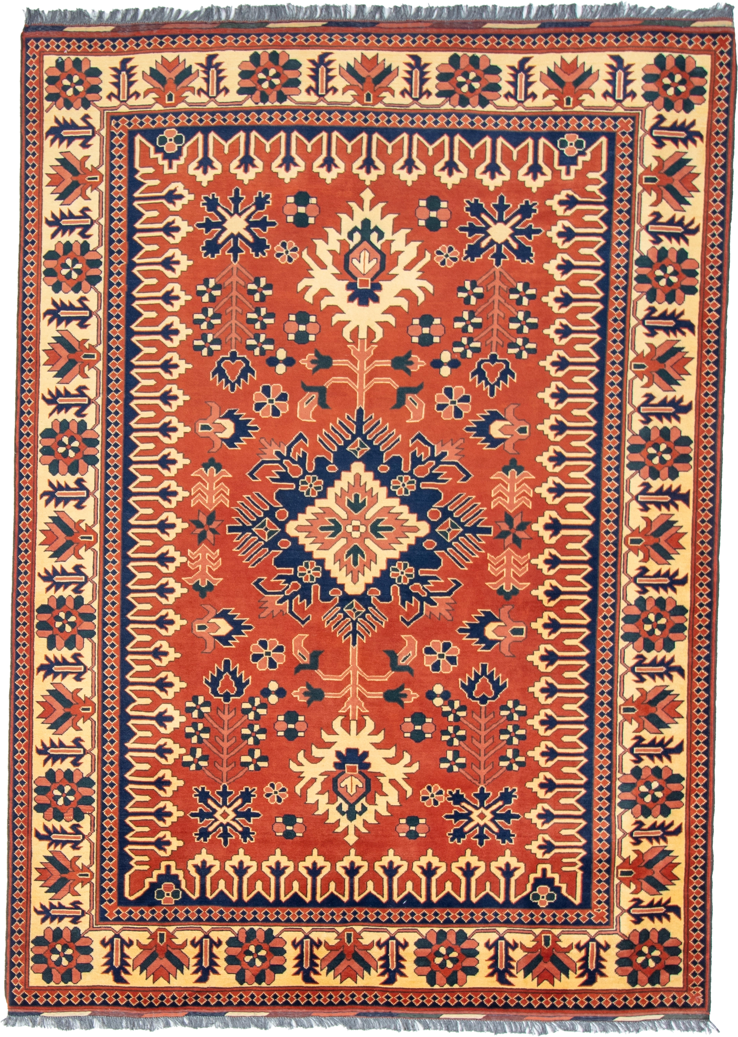 W 6.8 L 9.3 Baku 100% Wool Hand-Woven Geometric Design - 50863