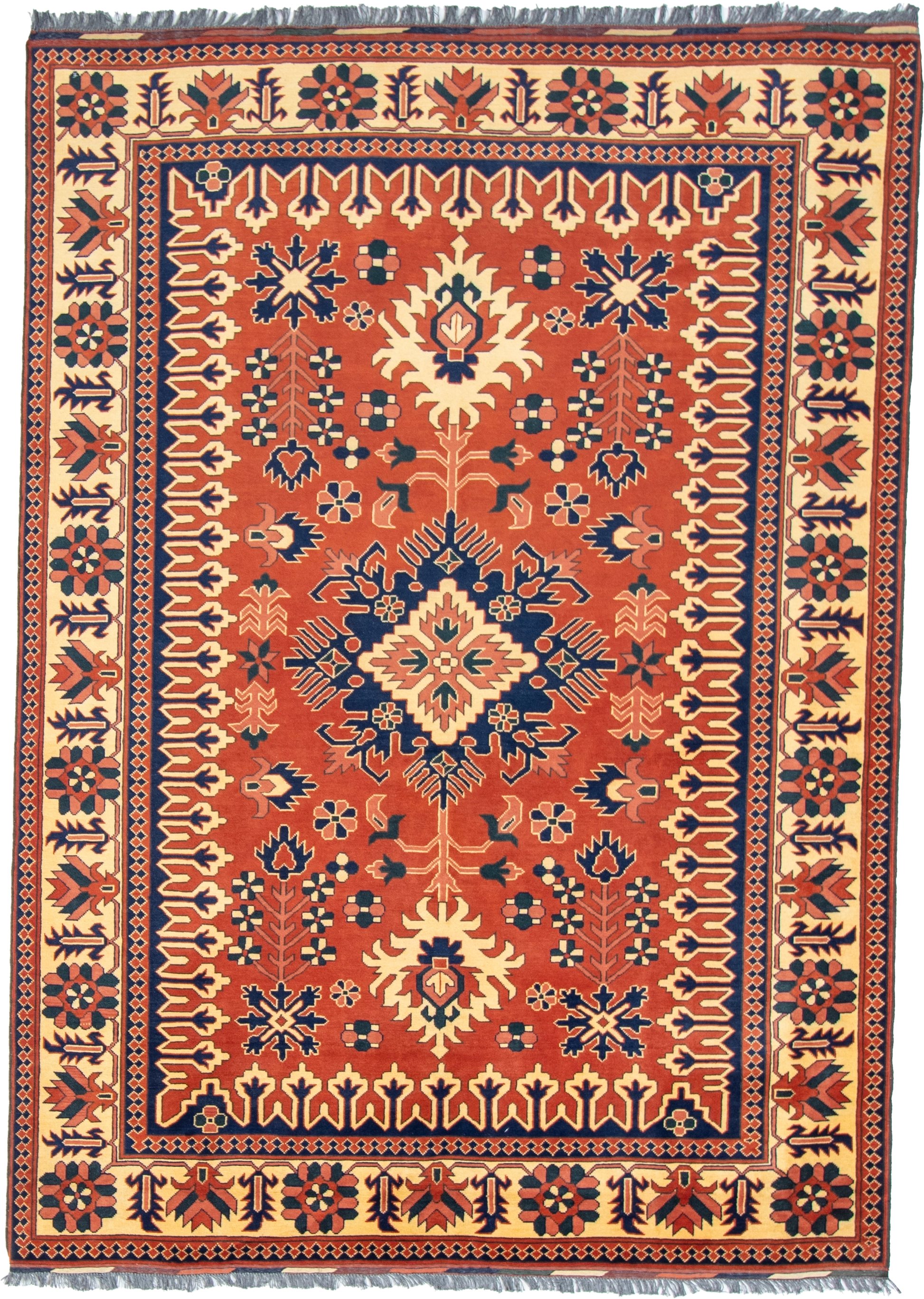 W 6.8 L 9.3 Baku 100% Wool Hand-Woven Geometric Design - 50863