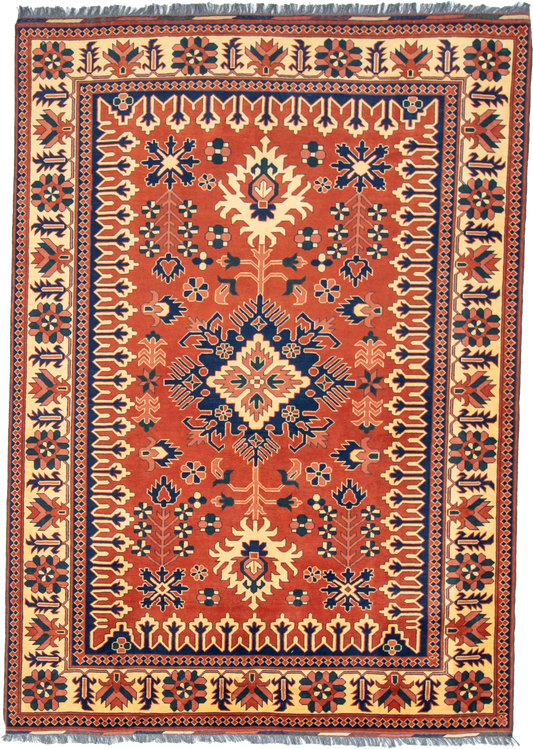 W 6.8 L 9.3 Baku 100% Wool Hand-Woven Geometric Design - 50863