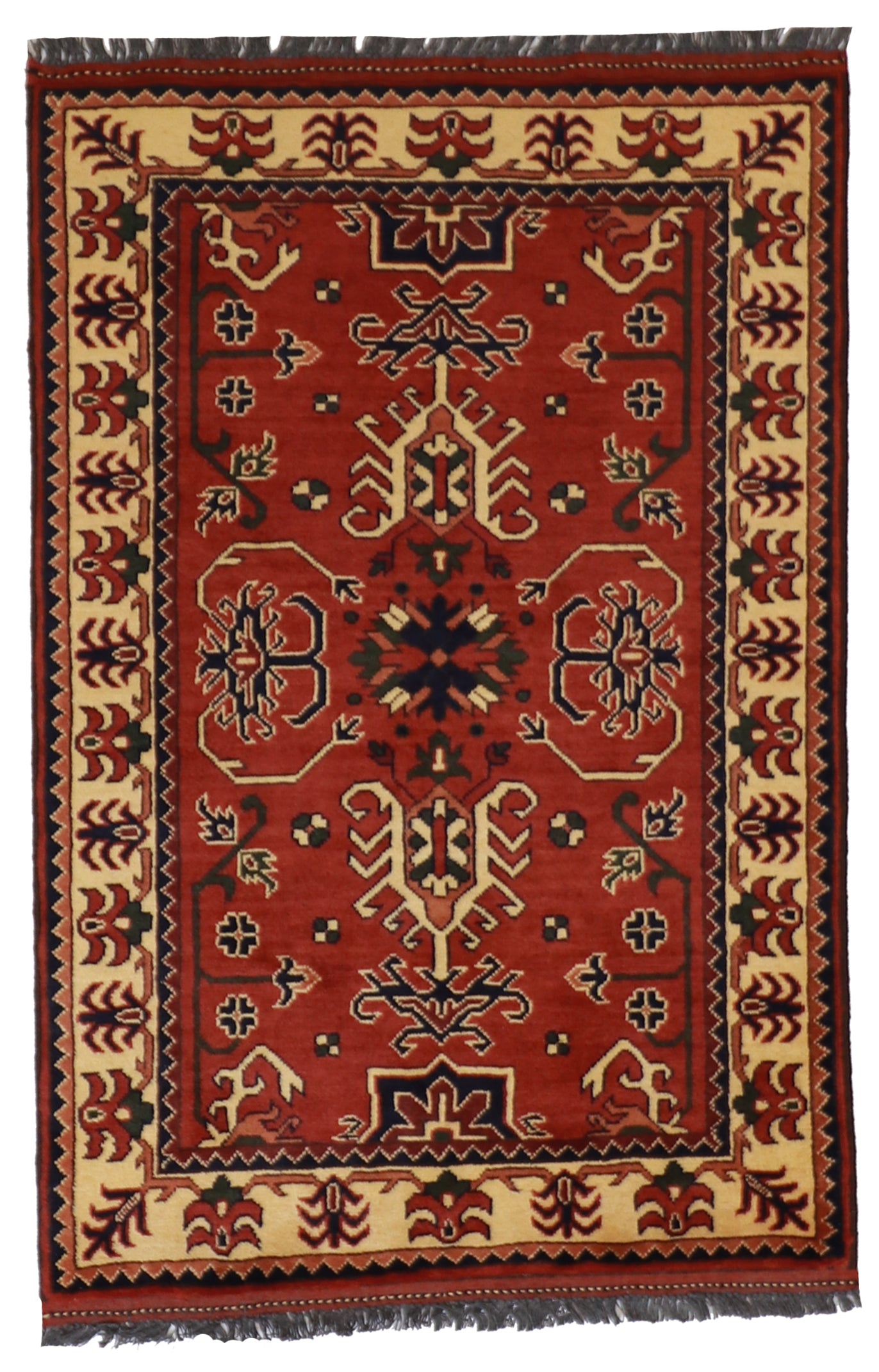 W 2.9 L 4.1 Heriz 100% Wool Hand-Woven Geometric Design - 50867