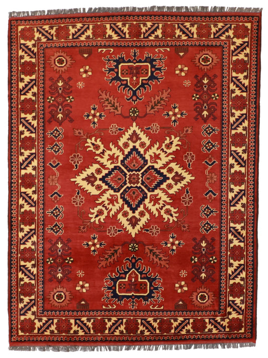 5 x 6.7 - Farahan Wool Traditional Rectangle - Finest Hand-Knotted Quality Wool — 50892