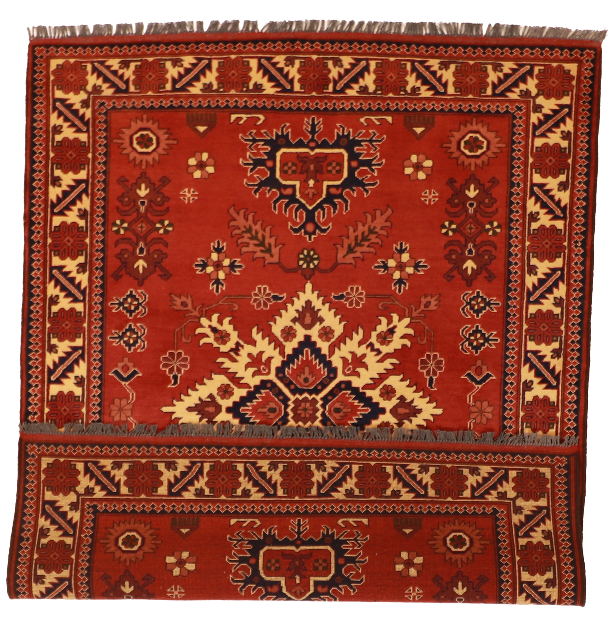 W 5 L 6.7 Kazak 100% Wool Hand-Woven Geometric Design - 50892