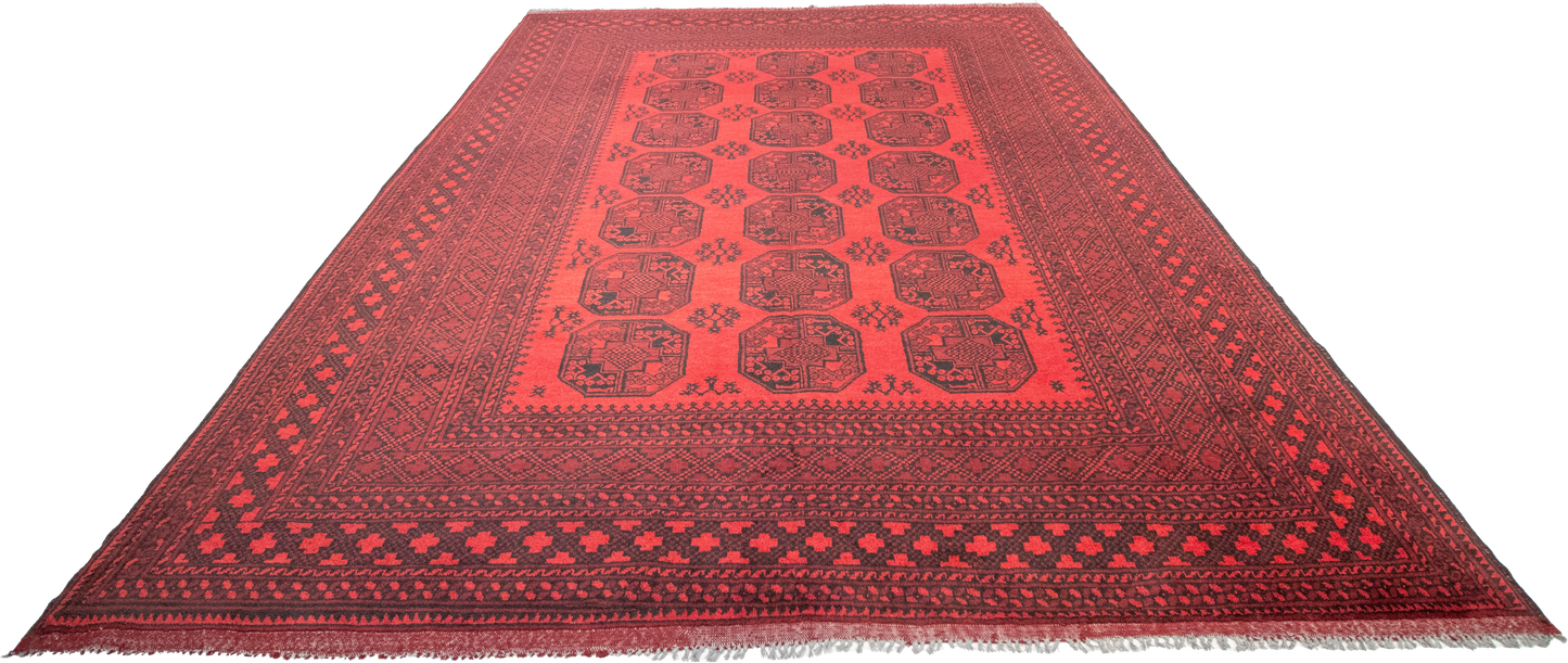 W 8.4 L 11.1 Turkaman 100% Wool Hand-Woven Geometric Design - 50909