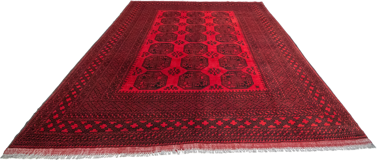W 8.4 L 11.1 Turkaman 100% Wool Hand-Woven Geometric Design - 50909