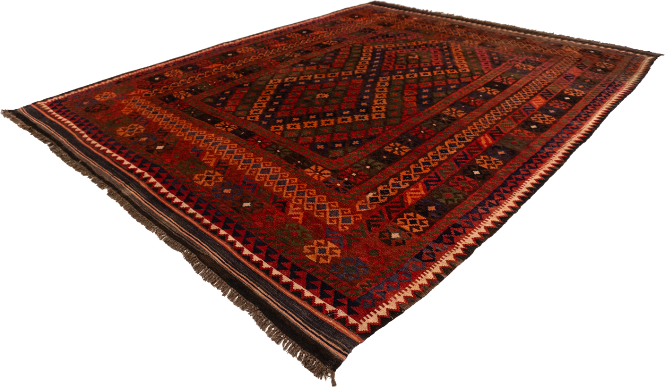 W 8.7 L 10 Kilim 100% Wool Hand-Woven All-Over Design - 50933