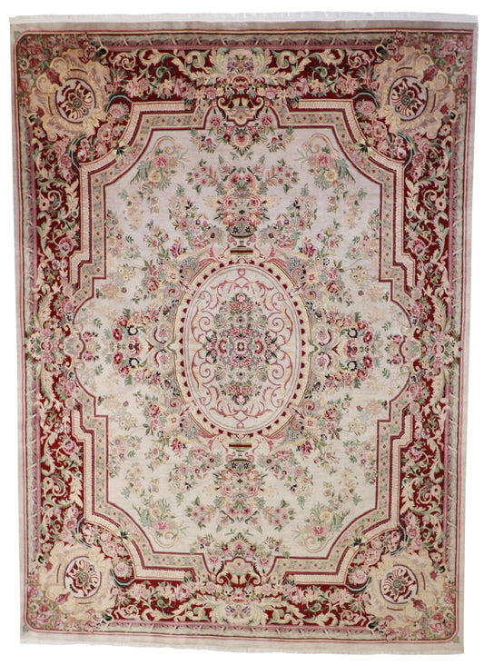 9 x12 - Tabriz Fine Floral Rectangle - Hand Knotted Rug — 51082
