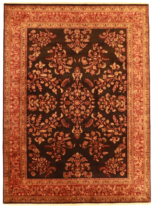W 9 - L 12.2 - Sarouk Fine All Over Rectangle - Hand Woven Rug - 51216