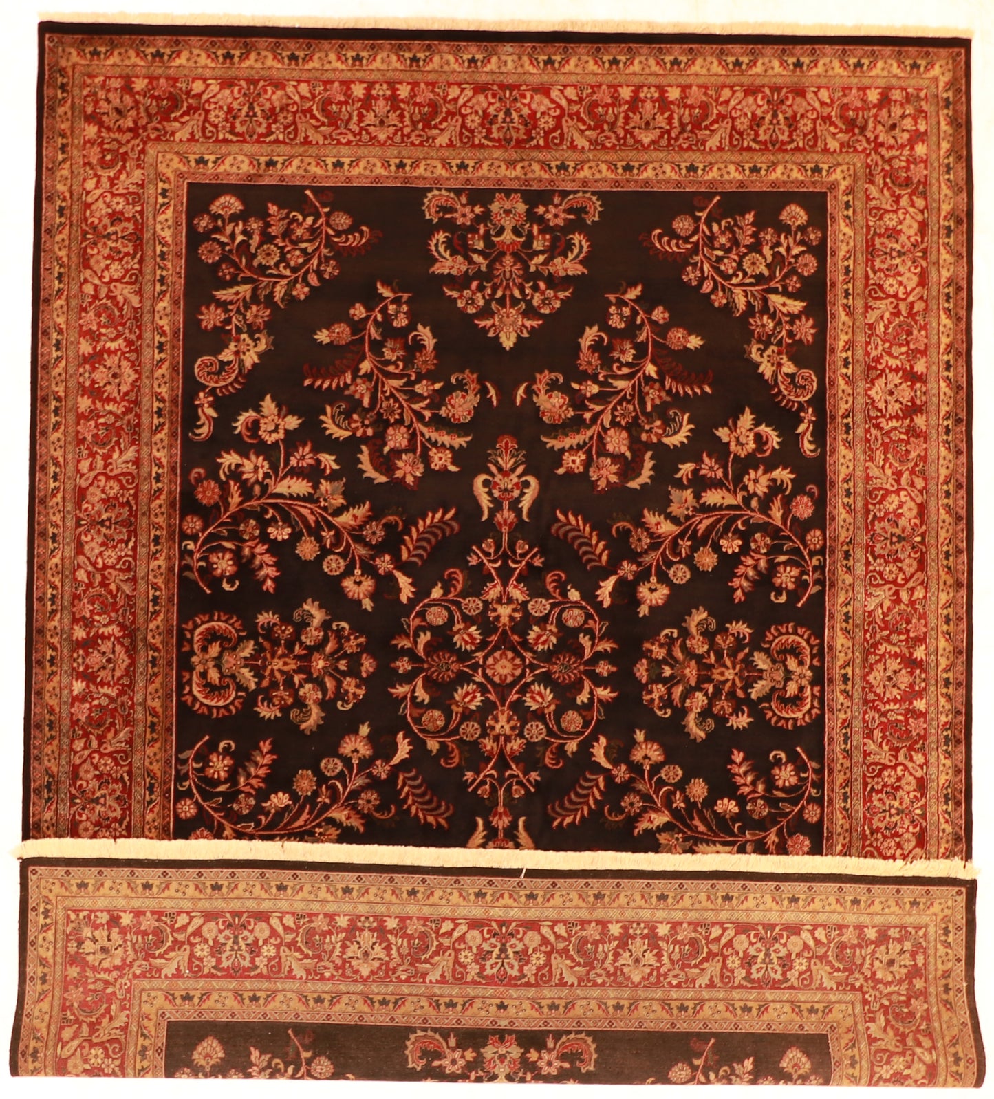 W 9 - L 12.2 - Sarouk Fine All Over Rectangle - Hand Woven Rug - 51216