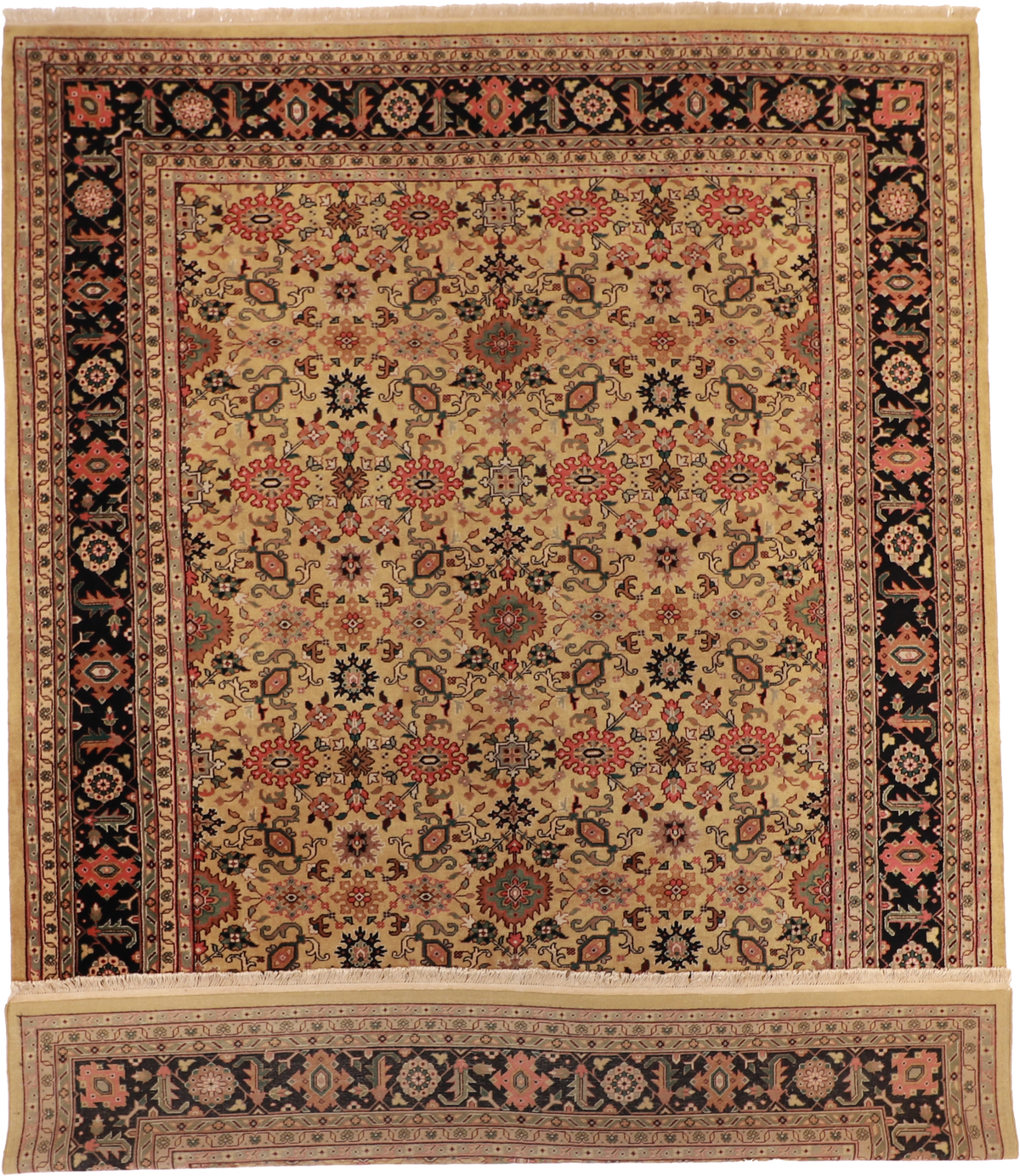 W 10 L 13.5 Mahal 100% Wool Hand-Woven Geometric Design - 51228