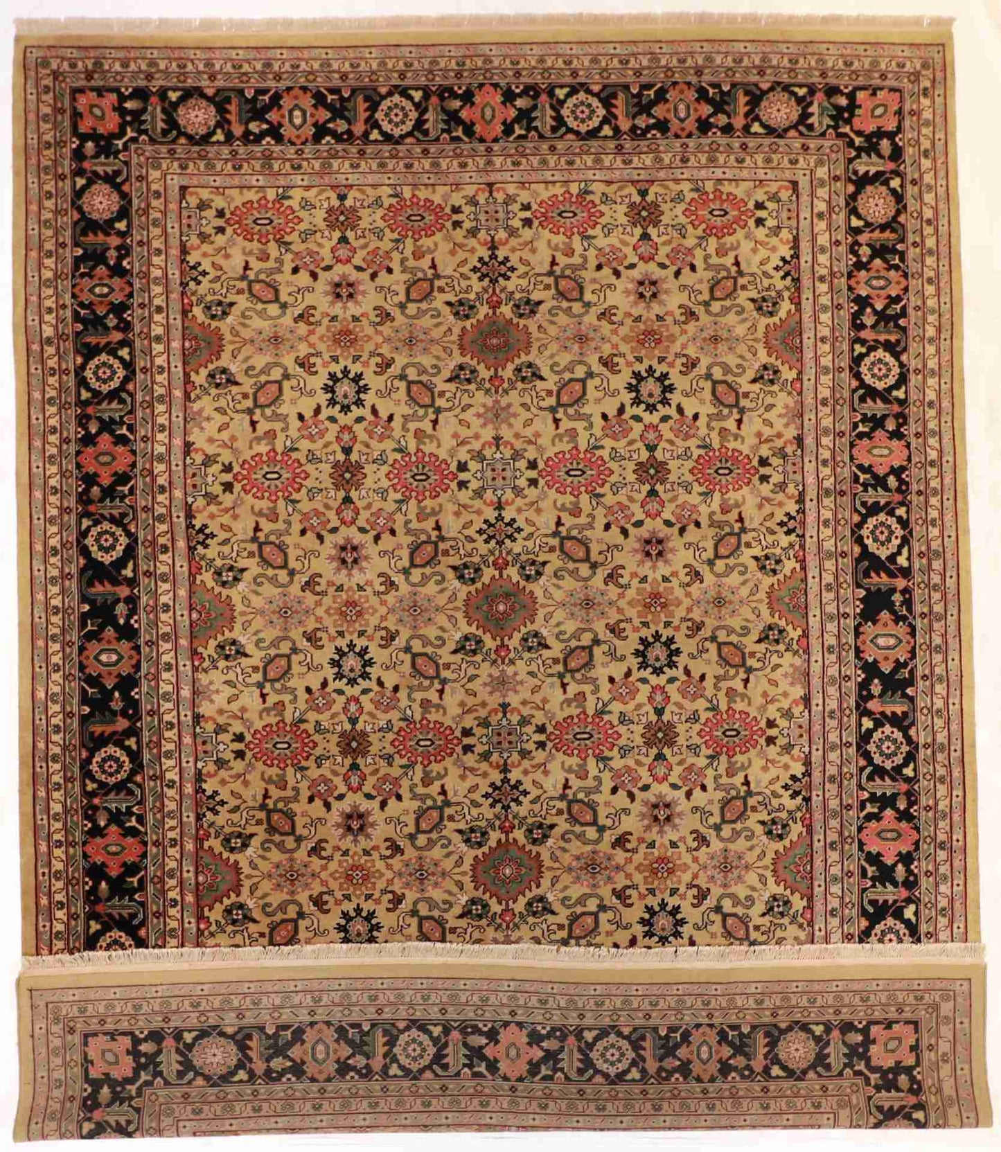 W 10 - L 13.5 - Mahal Fine Geometric Rectangle - Hand Woven Rug - 51228