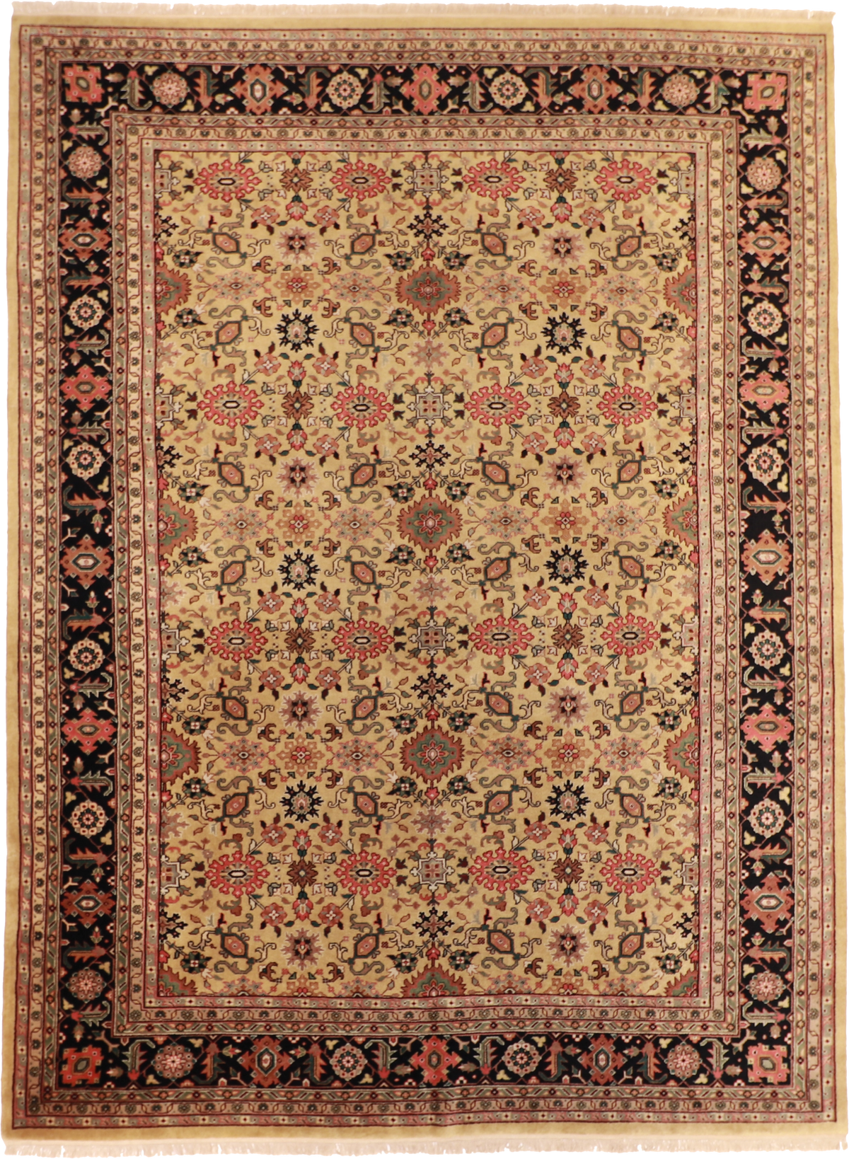 W 10 L 13.5 Mahal 100% Wool Hand-Woven Geometric Design - 51228
